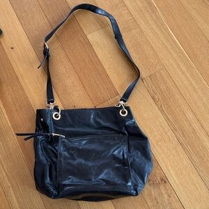 Badgley Mischka Black Shoulder Bag with Gold Accents